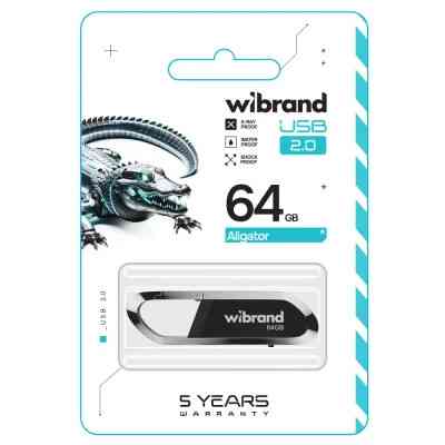 USB флеш накопичувач Wibrand 64GB Aligator Black USB 2.0 (WI2.0/AL64U7B) Вінниця