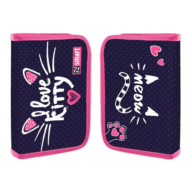 Пенал шкільний твердий "Smart" 533281 одинарний з двома клапанами HP-04 I love kitty, шт Київ - фото 1