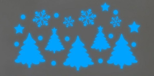 Новогодняя наклейка Ёлочки 15 на 10 см голубой Киев - изображение 1