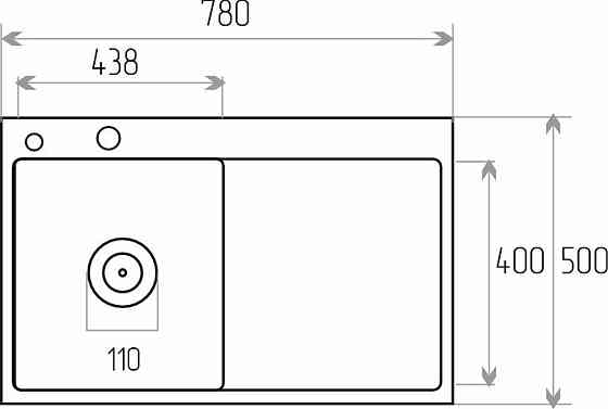 CM 78*50 L DÉCOR Мийка нержавійка Valeso Handmade (3.0/0.8) Коломыя