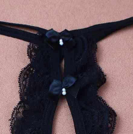 Стрінги з розрізом чорні, розмір універсальний, на зав'язках Київ