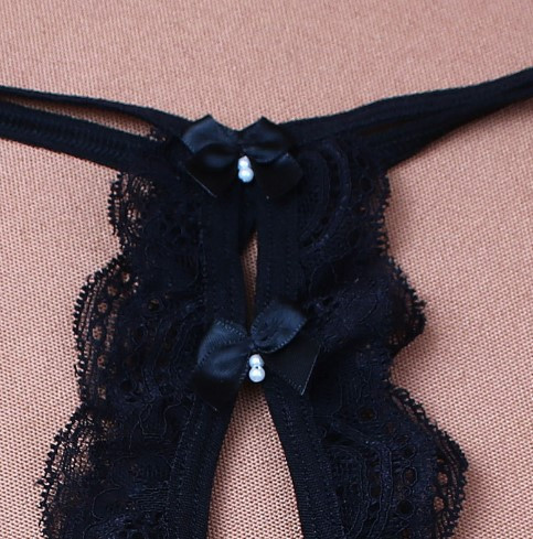 Стрінги з розрізом чорні, розмір універсальний, на зав'язках Київ - фото 3