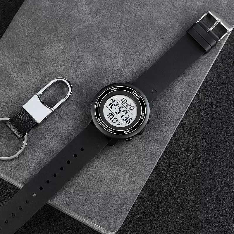 Спортивний чоловічий годинник Skmei 1736 (Чорний з білим циферблатом) Київ - фото 4