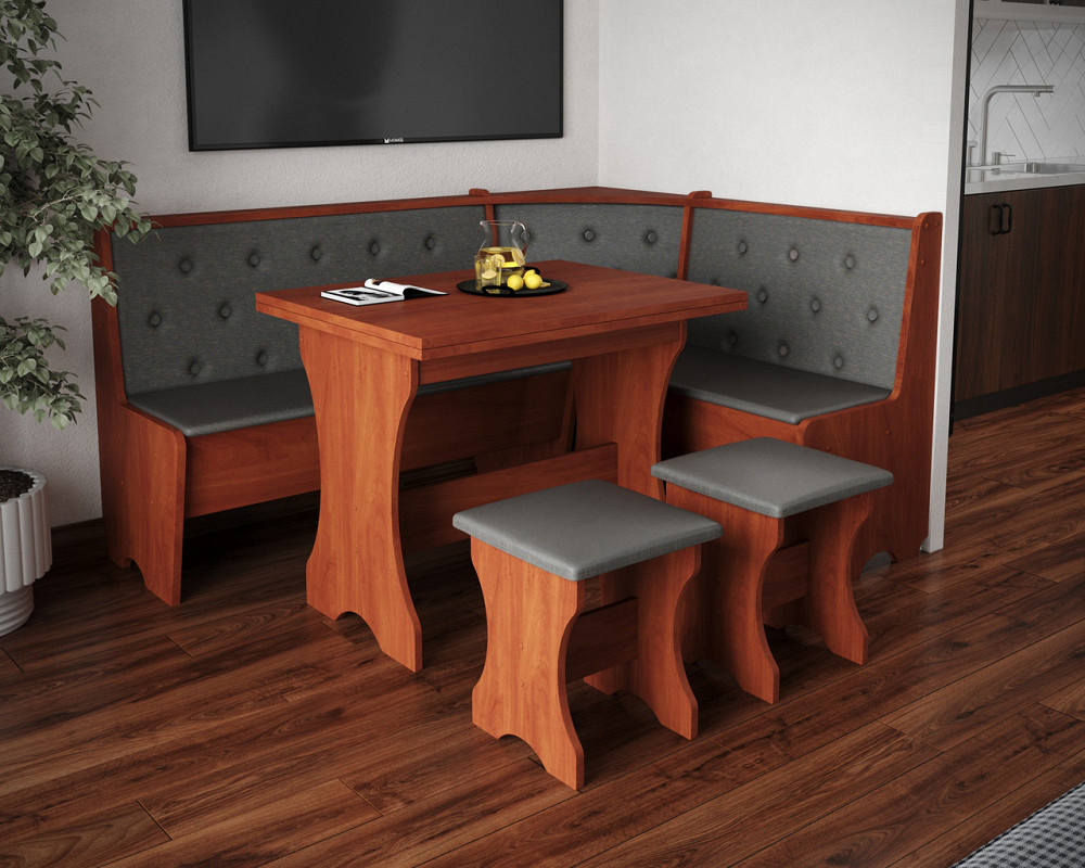 Табуретка з м'яким сидінням, табурет на кухню 35х35х44 см Тканина Мальмо (сірий) / ДСП Яблуня Львів - фото 2