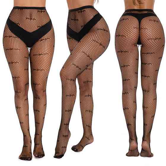 Колготки с летучими мышами сетка женские one size черный Киев