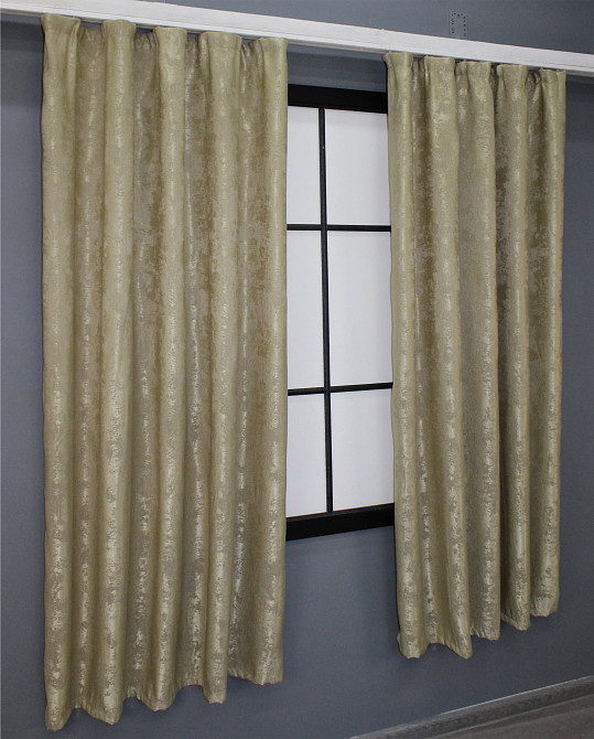 Комплект коротких штор VR-Textil Жаккард Sultan XO № 1284ш Золотистый 130х170 см 2 шт (35-0087) Киев - изображение 3