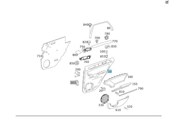 Mercedes-Benz  A1647301370 8K56 Карта задніх лівих дверей колір бежевий ML W164 Одесса