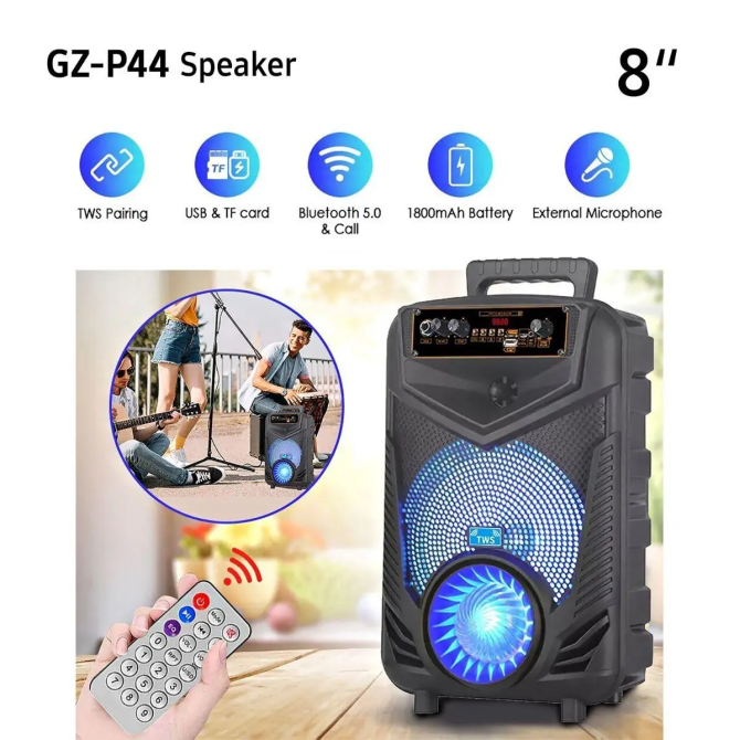 Портативна Bluetooth-колонка NDR-P44 8 дюймів (Black) Вінниця - фото 8
