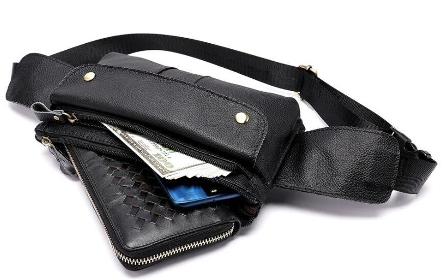 Бананка кожаная Vintage 14809 Черная Киев - изображение 1