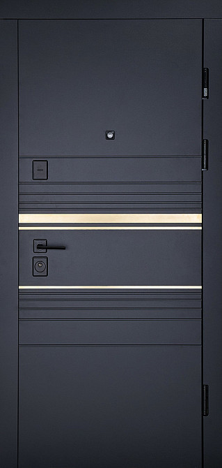 Вхідні двері Abwehr Megapolis MG3 Goldy 545 Чорна шагрень + Білий супермат 860*2050 мм Київ - фото 1