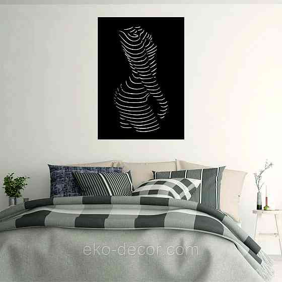 Декоративное настенное Панно «Силуэт женщины», Декор на стену 70*49 см, Черный Киев