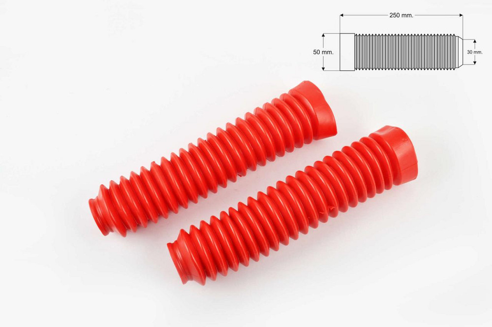 Гофры передней вилки (пара) универсальные L-250mm, d-30mm, D-50mm (красные) Мукачево - изображение 1
