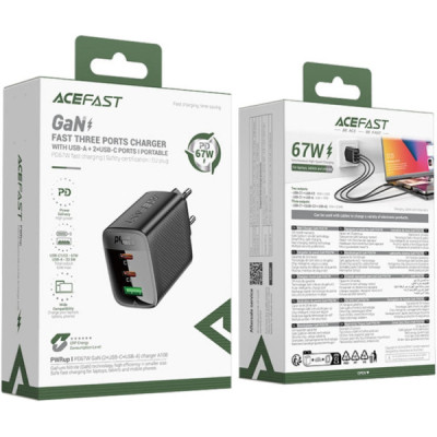 Зарядний пристрій Acefast 2xUSB-C + 1xUSB 67W GaN black (6974316284048) Вінниця - фото 5