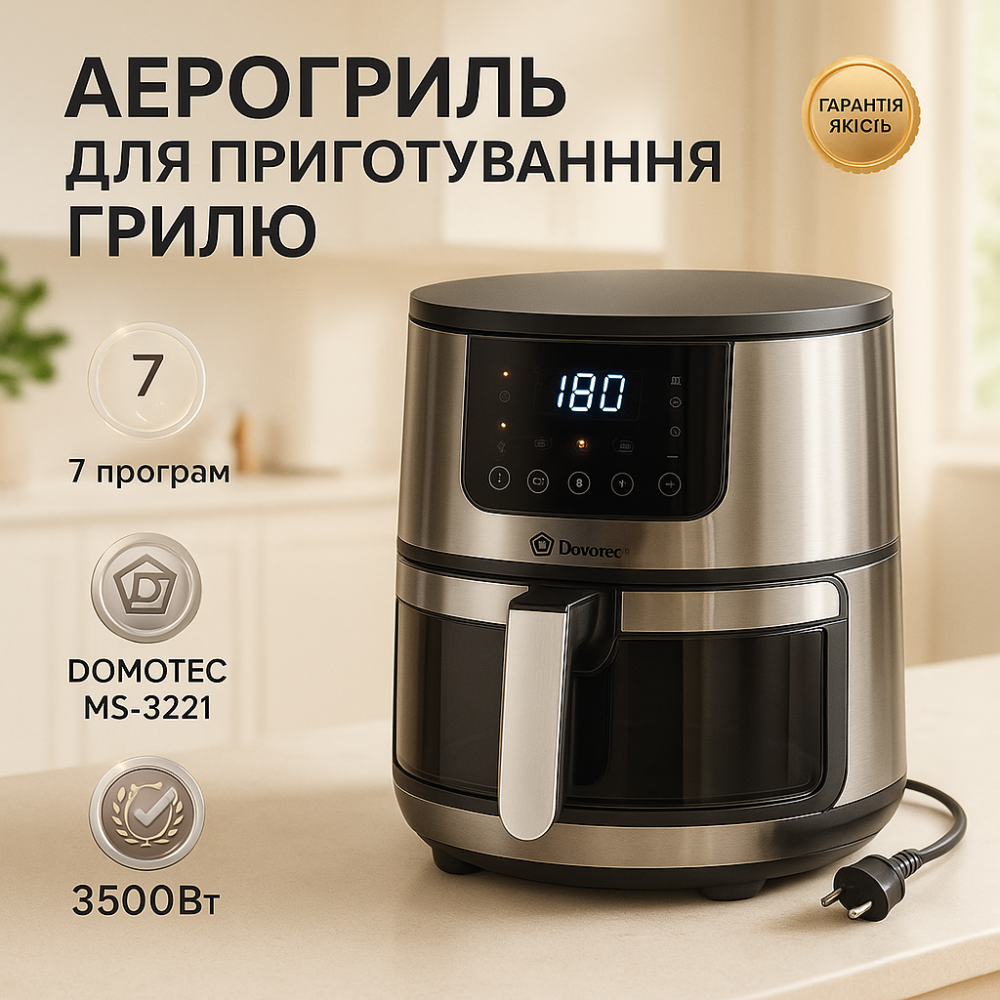 Аэрофритюрница для жарки без масла Domotec MS-3221 3500Вт 7л, Мультипечь с аэрофритюрником и жаркой ZX-37 Львов - изображение 15