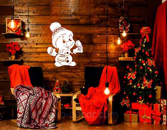 Декоративное настенное Панно «Снеговик», Декор на стену 110*87 см Киев