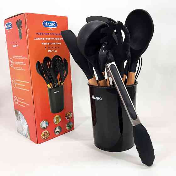 Нейлонове кухонне начиння Magio, Набір кухонний на стійці, Силіконові аксесуари для кухні GJ-15 Івано-Франківськ