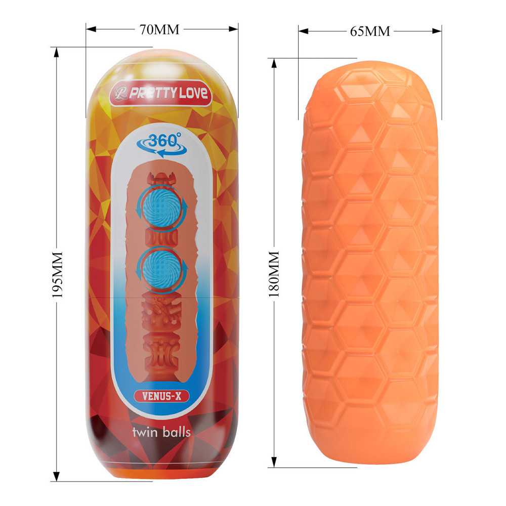Мастурбатор Pretty Love Venus-X Orange с шариками для стимуляции, 18 х 6.5 см Sex Aura Киев - изображение 8