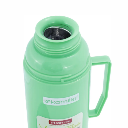 Термос 1л зі скляною колбою і пластикової чашкою (синій, зелений, червоний) KAMILLЕ 2072 Житомир - фото 5