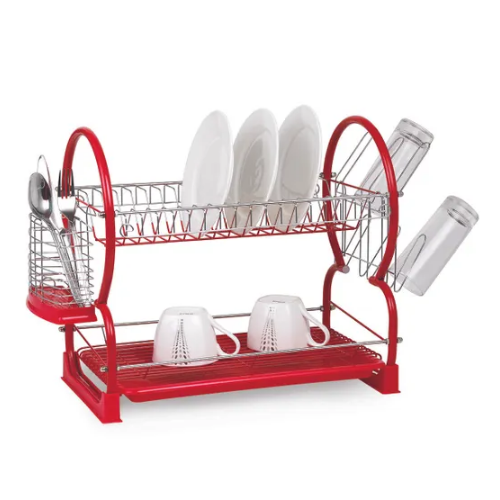 Сушарка для посуду двоярусна 55*24,5*37 см червона KAMILLE Житомир