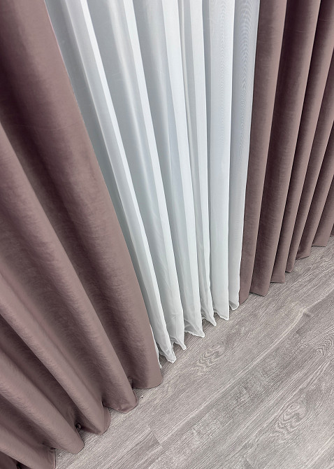 Шторная ткань бархат, высота 3м цвет пудровый 1556ш Киев - изображение 6