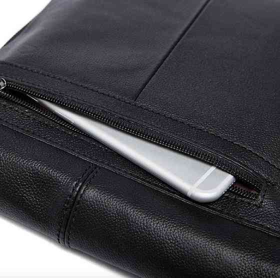 Кожаный мужской мессенджер Vintage 14884 Черный Киев