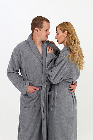 Мужской махровый халат Ideal Textile серый М (56860518) Черновцы - изображение 7