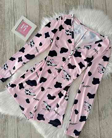 Женский домашний комбинезон с коровками микродайвинг принт Одесса