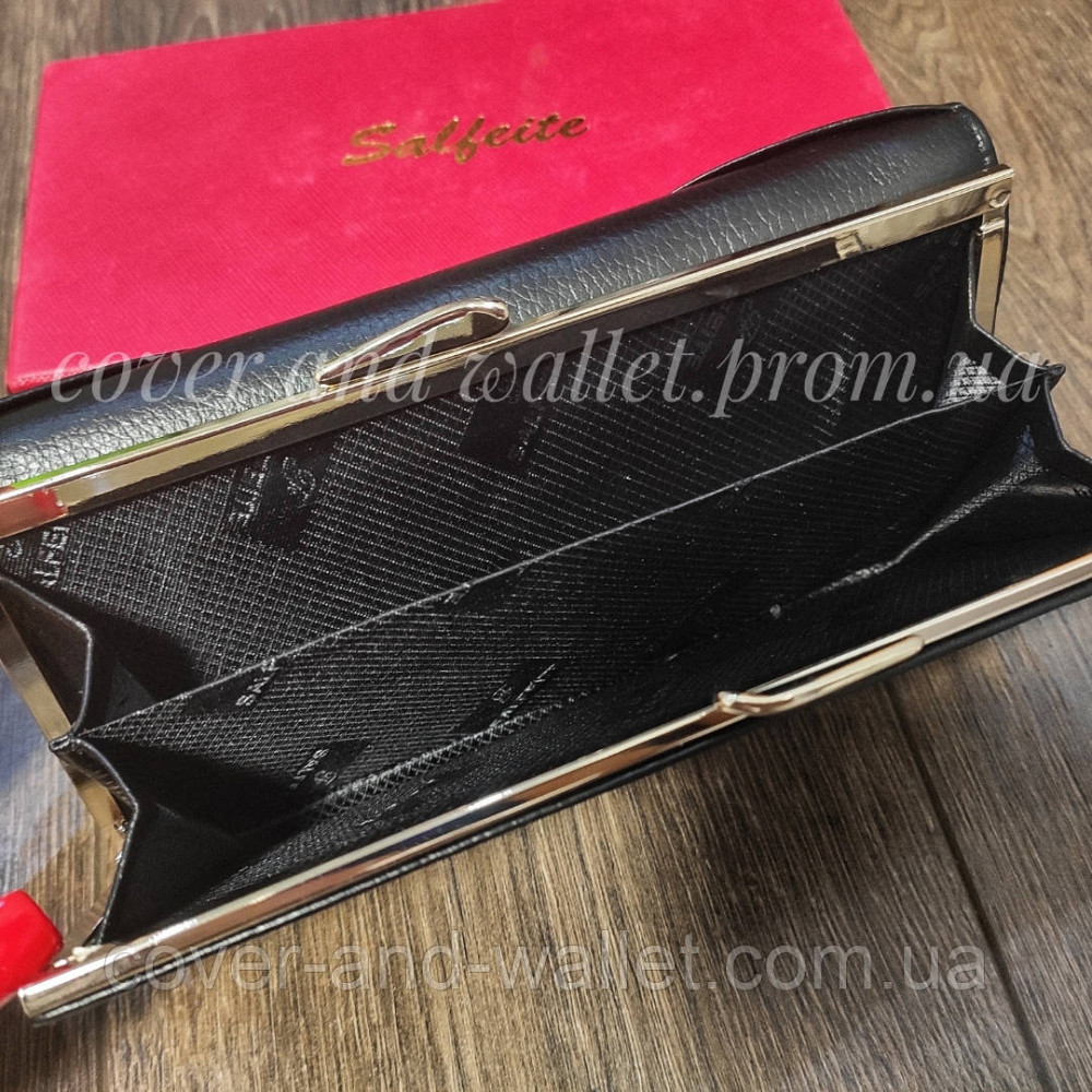 Женский кожаный кошелек с монетницей снаружи Salfeite черный Киев - изображение 6