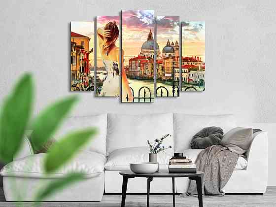 Модульна картина у вітальню / спальню Дівчина у Венеції Art-358_5 ( 80х118см ) Київ