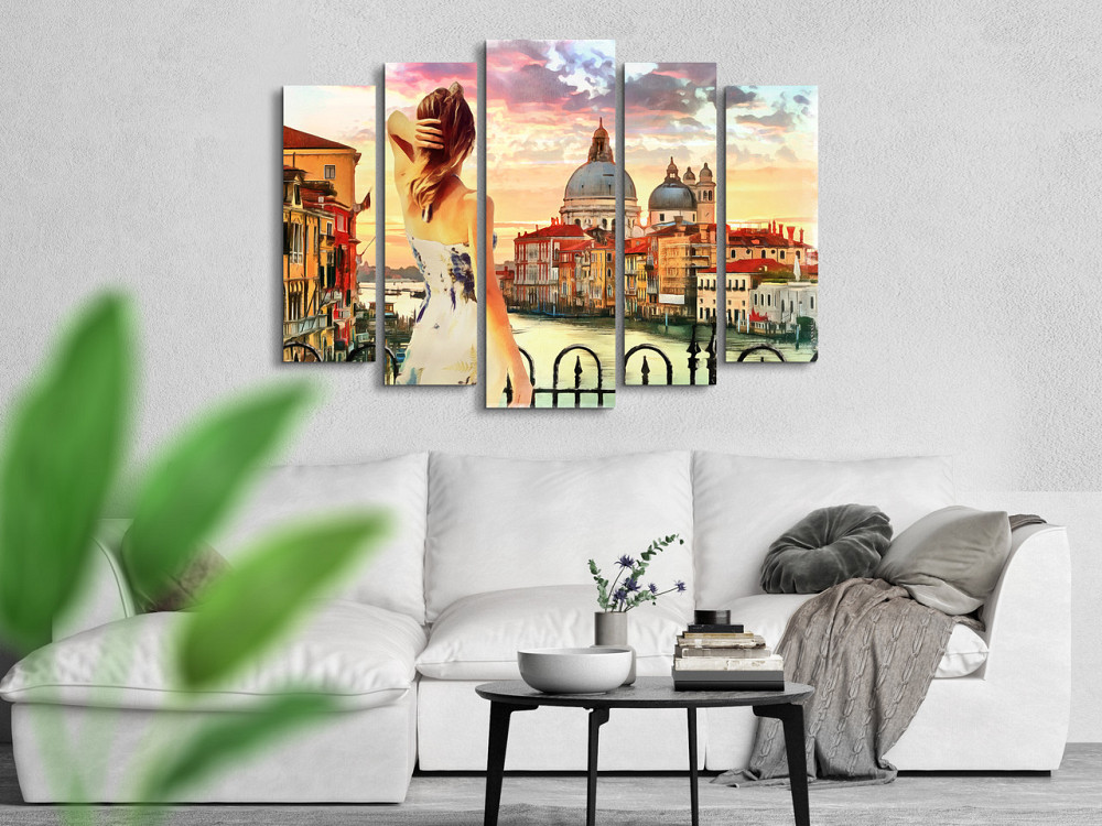 Модульна картина у вітальню / спальню Дівчина у Венеції Art-358_5 ( 80х118см ) Київ - фото 3
