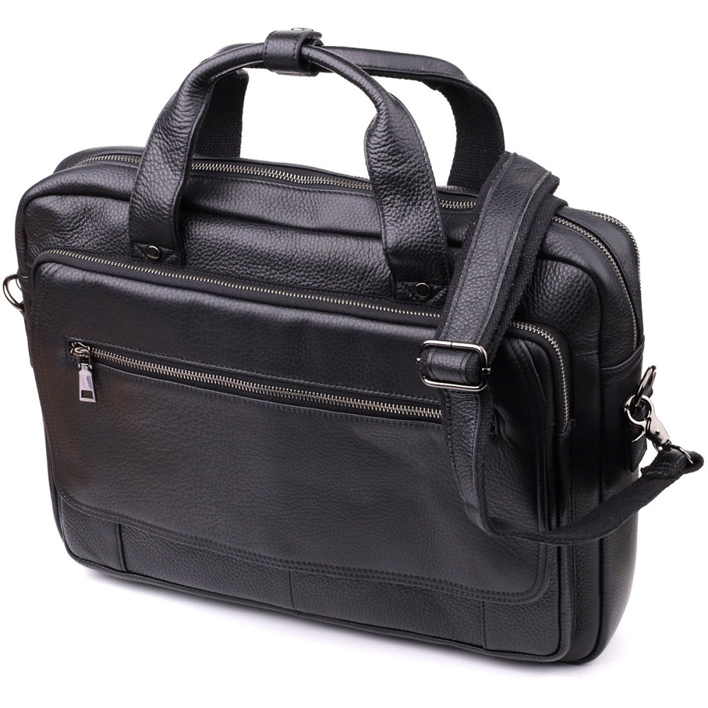 Місткий портфель для чоловіків з натуральної шкіри Vintage 23043 Чорний Київ - фото 1