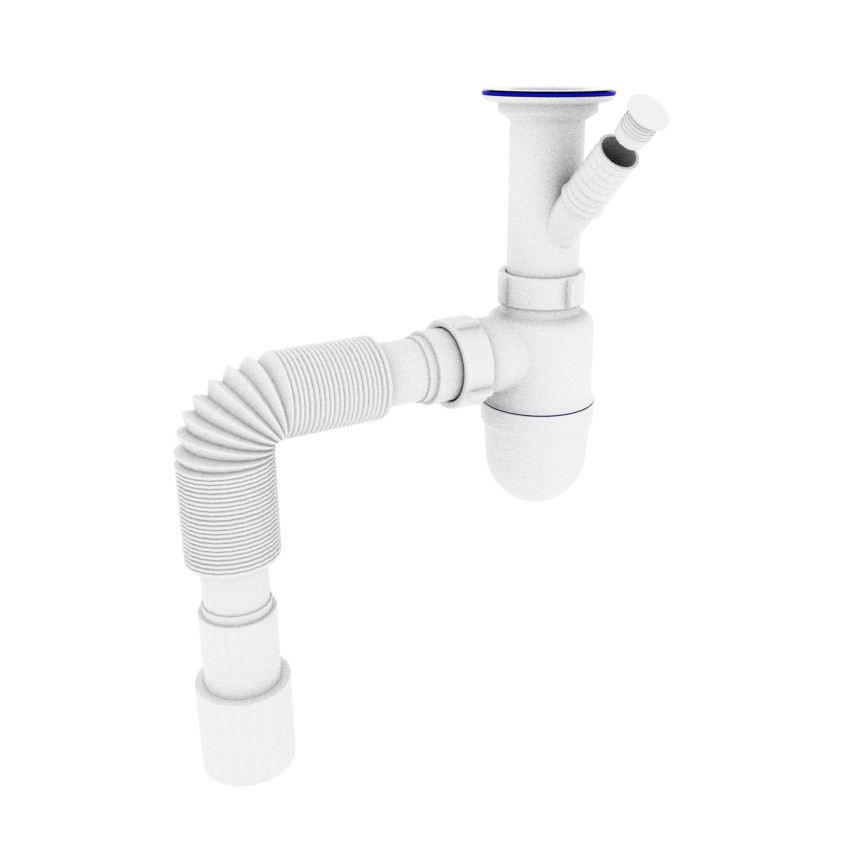 Сифон OPTIMUM11/2″*40 для умивальника та мийки з відведенням для пральної машини та гофротрубою 40*40/50 OPTI 13043 Тернопіль - фото 2