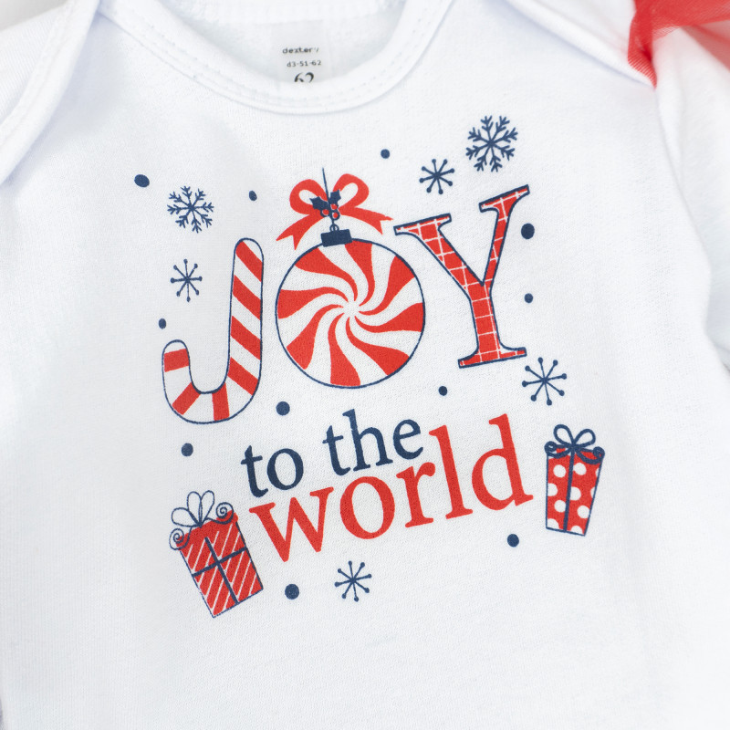 Теплий новорічний комплект для дівчинки Joy To The World зріст 74 см (6 - 9 місяців) Malena Білий з принтом Кривий Ріг - фото 4
