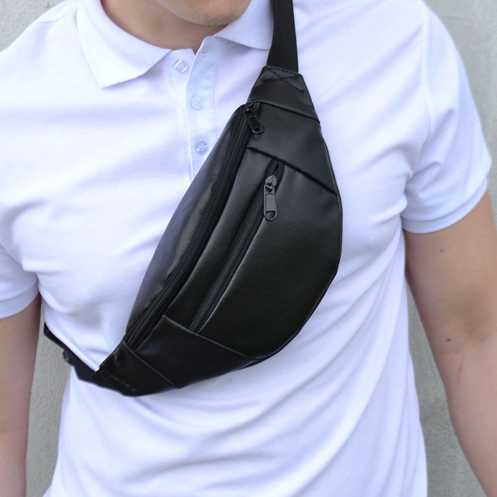 Сумка-бананка з ремінцем, Шкіряна сумка бананка на груди, Чоловіча шкіряна бананка середнього розміру CB-30 Львів - фото 4