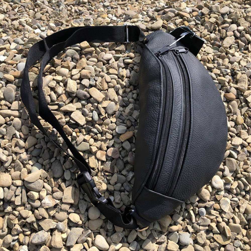 Сумка на пояс мужская бананка кожаная поясная из натуральной кожи кожа черная Київ - фото 9