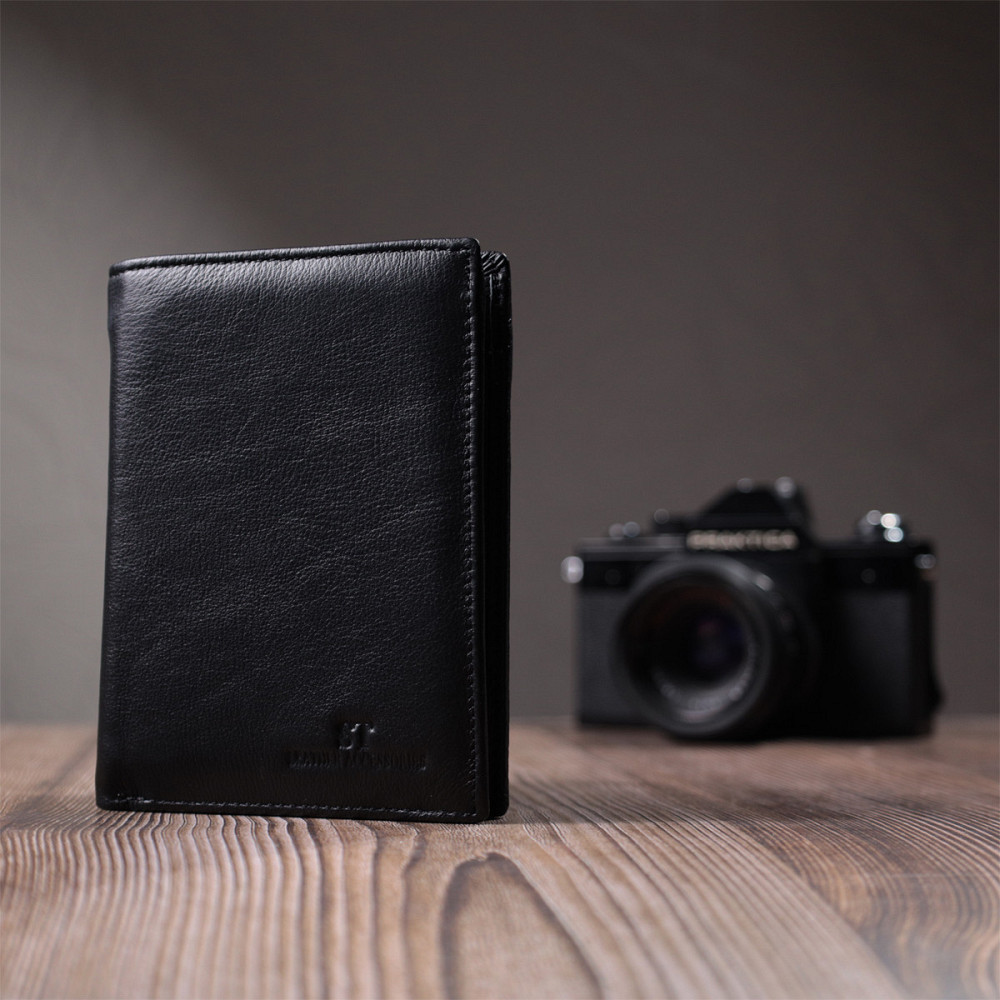 Мужское кожаное портмоне для карт купюр и монет ST Leather 22733 Черное Киев - изображение 19