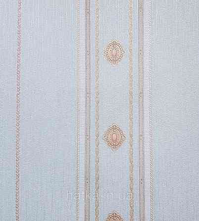 Шпалери вінілові на флізеліні AdaWall Seyyah 1.06х10 смуги широкі завитки розетки смарагдові золотисті Київ