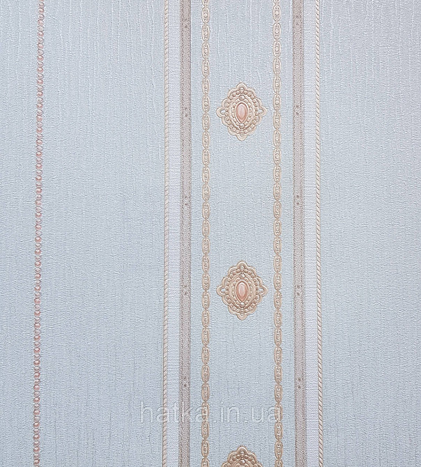 Обои виниловые на флизелине AdaWall Seyyah 1.06х10 полосы широкие завитки розетки изумрудные золотистые Киев - изображение 1