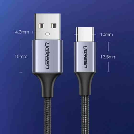 Кабель USB 2.0 AM-Type-C M, 3 м, 60W Nickel Plating Aluminum Braid Чорний, US288 UGREEN Вінниця