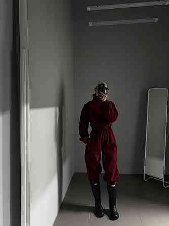 Женский теплый повседневный комбинезон трехнить на флисе Бордовый, 46/48 Одесса