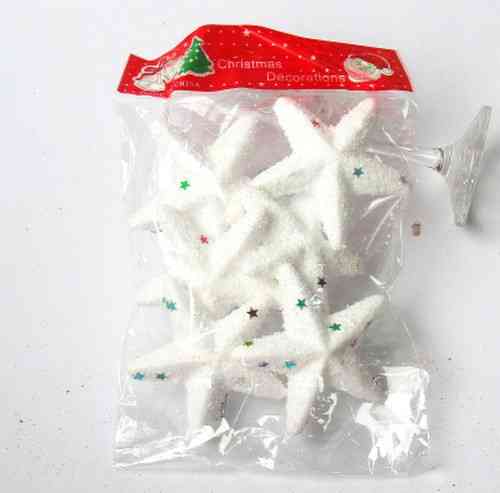 Украшения для елки Звездочки 6 штук 10 см белый Киев