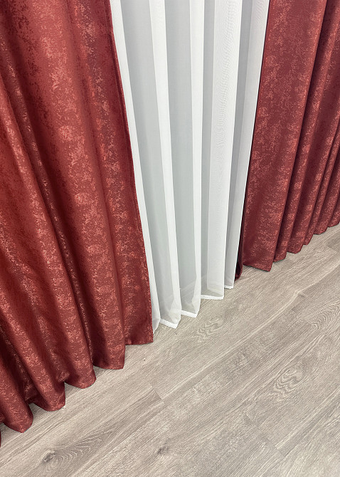 Шторна тканина жакард, колекція "Мармур Al1" колір червоний 1303ш Київ - фото 14