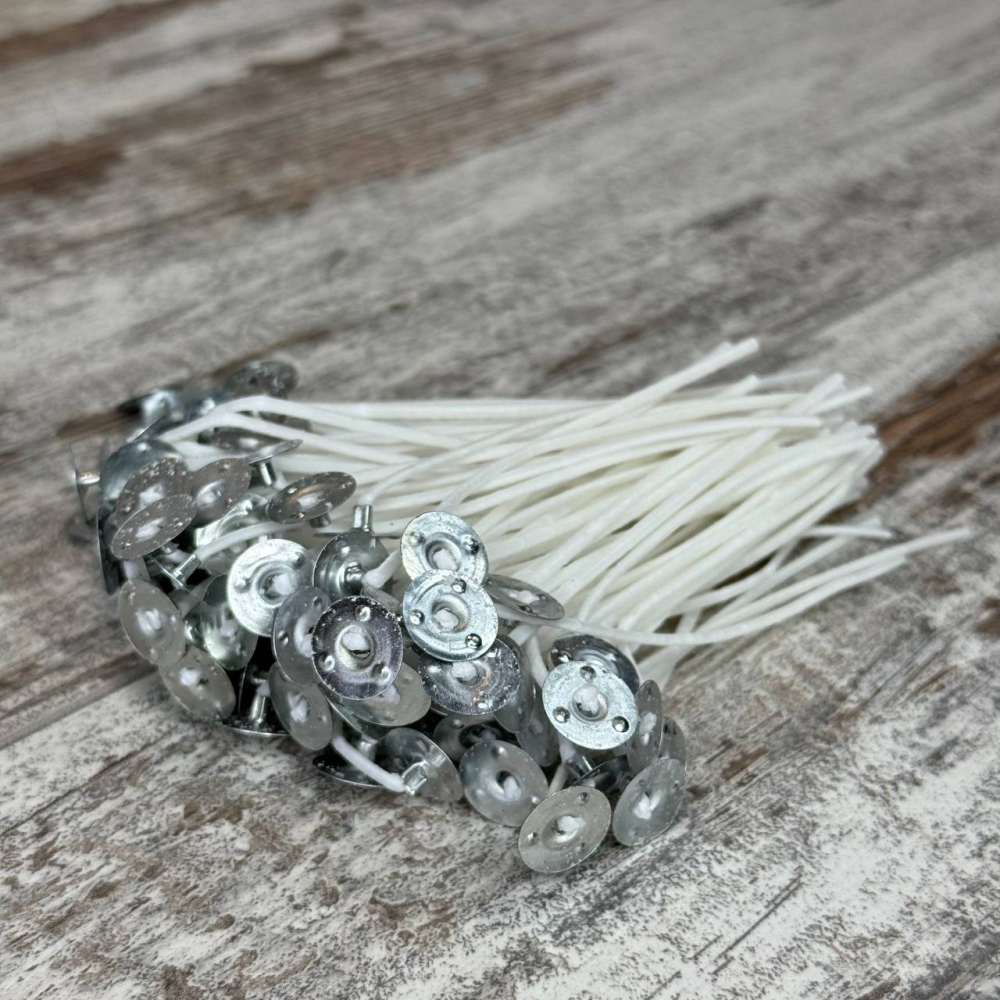 Фитиль вощеный для свечей 10 см, с держателем, 100 шт, для изготовления свечей, DIY Киев - изображение 3