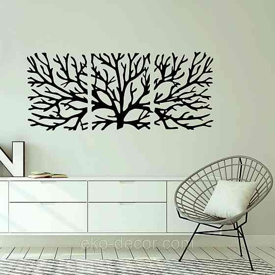 Декоративное настенное Панно «Дерево» Декор на стену 90*210 см, Черный Киев