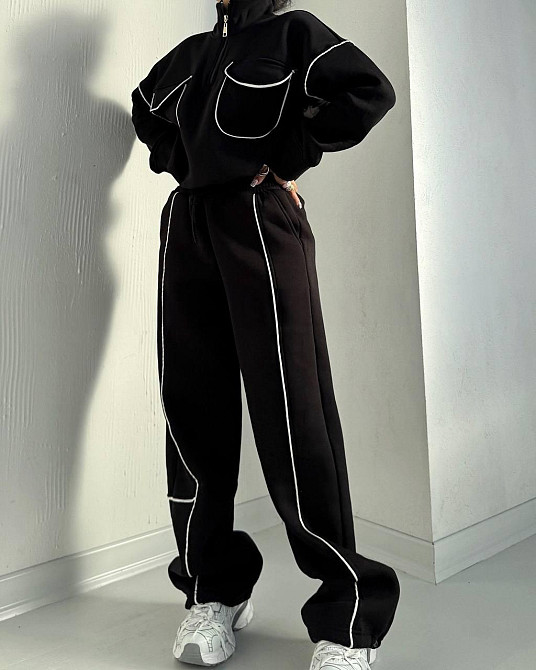 Жіночий теплий костюм з кантом тринитка на флісі 46/48 Одеса - фото 2