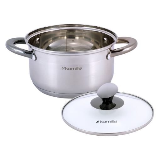 Каструля нержавіюча сталь 3л з кришкою порожнисті ручки 4922 KAMILLE Житомир