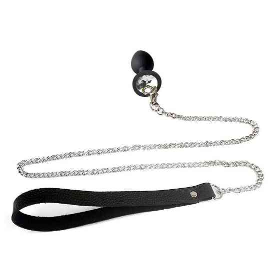 Силіконова анальна пробка Art of Sex Metal Anal Plug with Leash size S з повідцем Black Sex Aura Київ