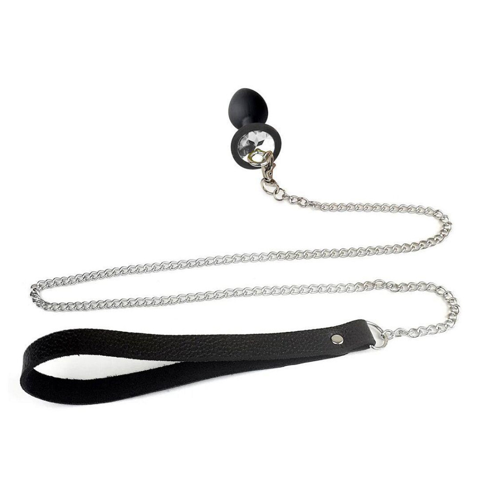 Силіконова анальна пробка Art of Sex Metal Anal Plug with Leash size S з повідцем Black Sex Aura Київ - фото 2