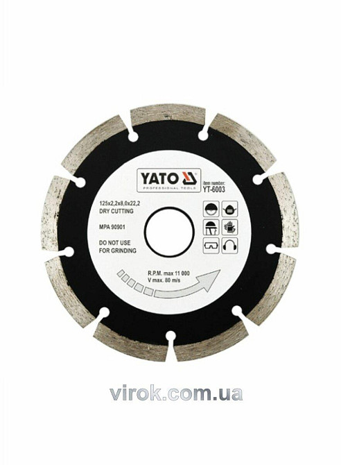 Диск алмазний сегмент YATO : "SEGMENT" Ø= 125x8.0x22,2 мм. H= 2,2 мм [20/160] Одеса - фото 1