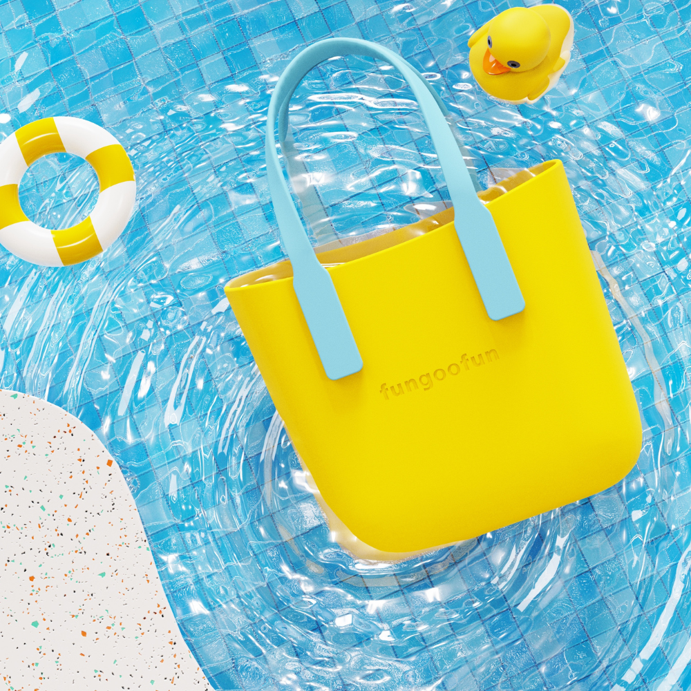 Сумка жіноча шопер силіконова на плече водонепроникна сумочка з підкладкою на блискавці Fungoofun, жовтий Кам'янець-Подільський - фото 9